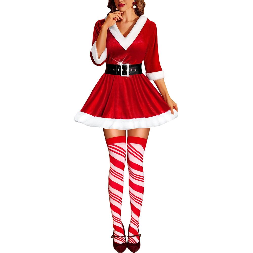 9161 Christmas Lingerie and Christmas Thigh High Stockings